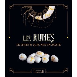 Les Runes - Le livre & 25 runes en agate - Coffret