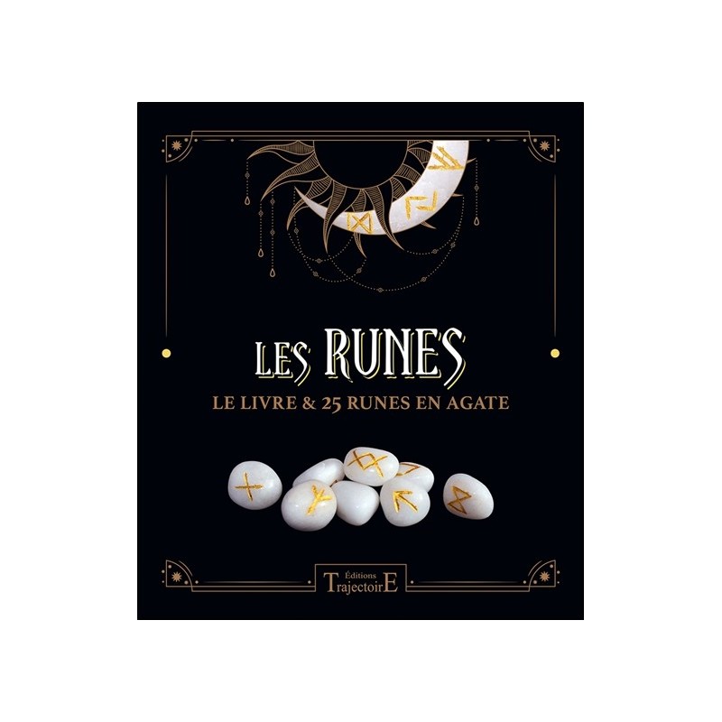 Les Runes - Le livre & 25 runes en agate - Coffret 