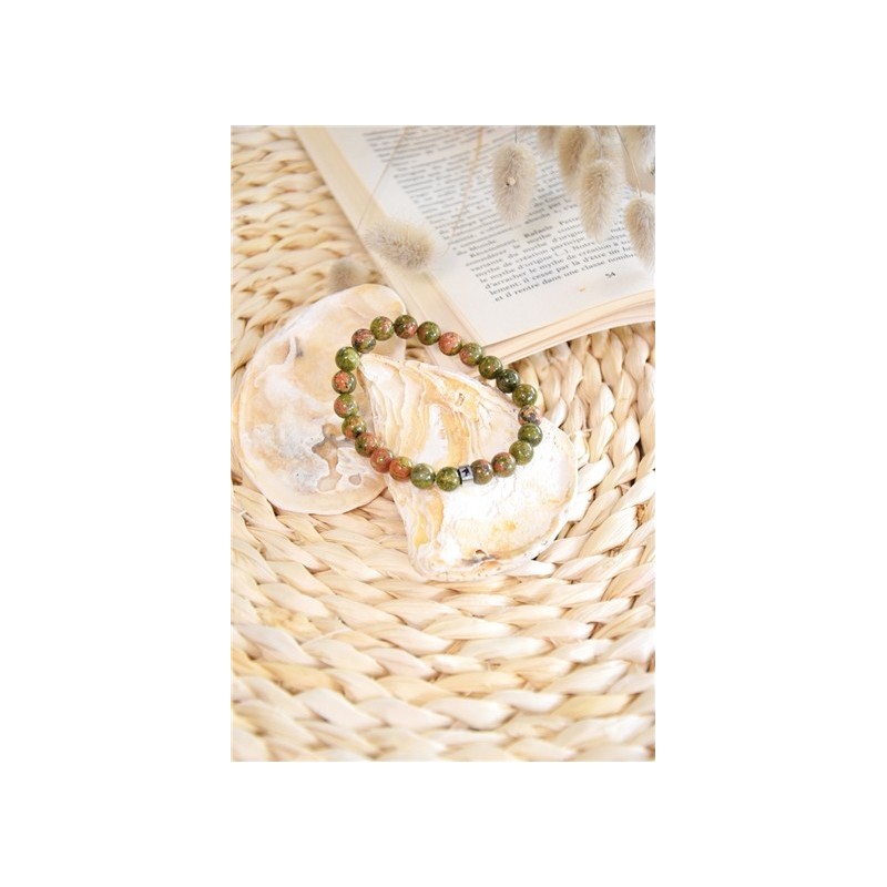 Bracelet Unakite Perles rondes 8 mm 