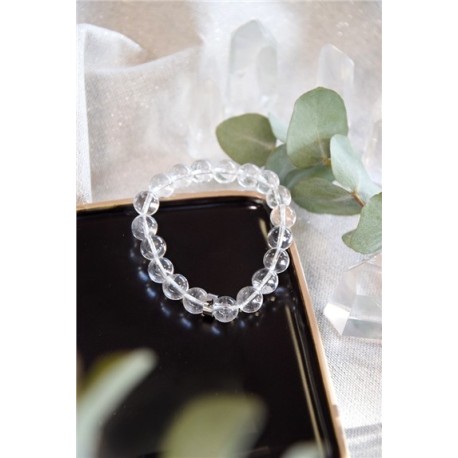 Bracelet Cristal de Roche Perles rondes 10 mm 