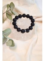 Bracelet Obsidienne Noire Perles rondes 12 mm 