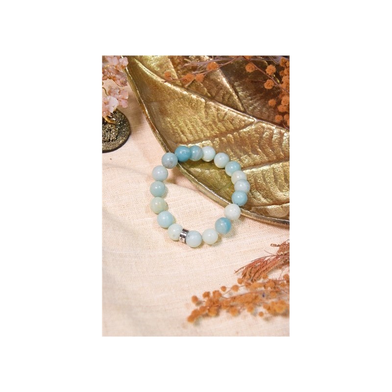 Bracelet Amazonite Perles rondes 10 mm 