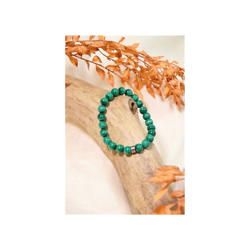 Bracelet Malachite Perles Rondes 8 mm 