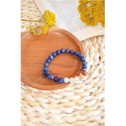 Bracelet 7 Chakras Lapis lazuli Perles rondes 8 mm 