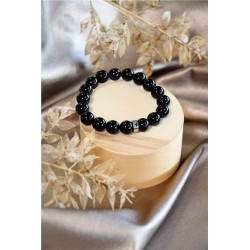 Bracelet Onyx Perles rondes 10 mm 