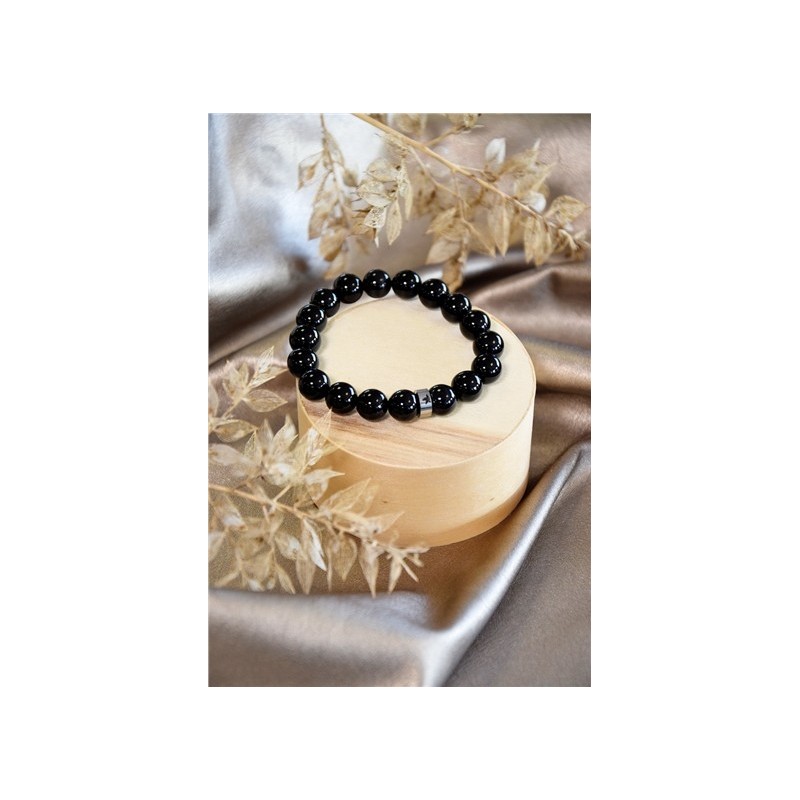 Bracelet Onyx Perles rondes 10 mm 