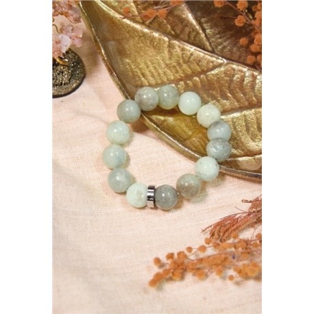 Bracelet Amazonite Perles rondes 14 mm 