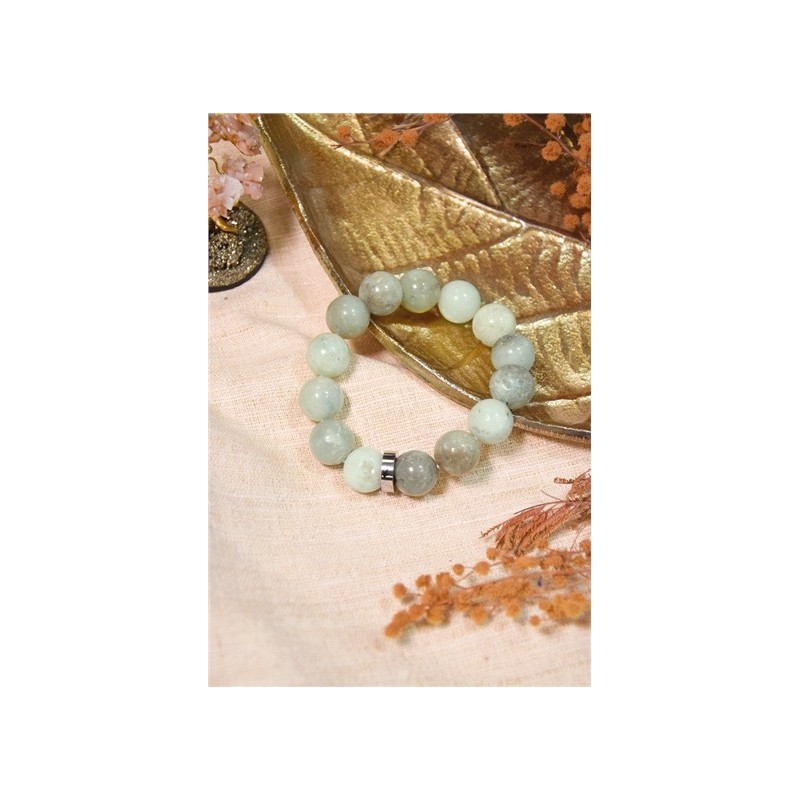 Bracelet Amazonite Perles rondes 14 mm 