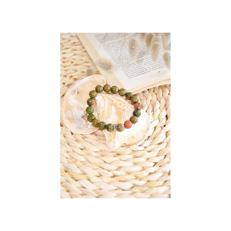 Bracelet Unakite Perles rondes 10 mm 