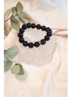 Bracelet Obsidienne Noire Perles rondes 10 mm 