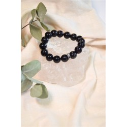 Bracelet Obsidienne Noire Perles rondes 10 mm 