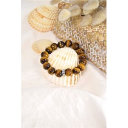 Bracelet Oeil de Tigre Perles rondes 12 mm 