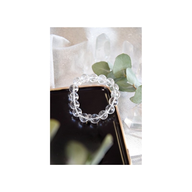 Bracelet Cristal de Roche Perles rondes 12 mm 