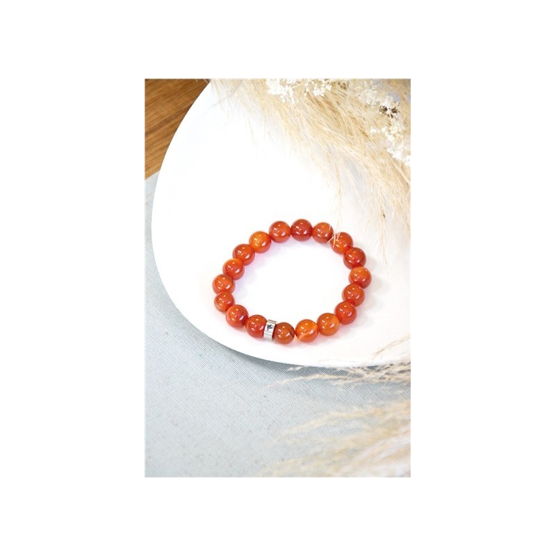 Bracelet Cornaline Perles rondes 10 mm 