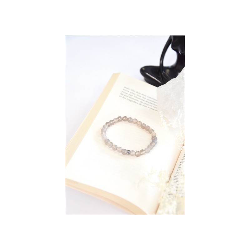 Bracelet Calcédoine Grise Perles Rondes 6 mm 