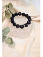 Bracelet Obsidienne Noire Perles rondes 14 mm 