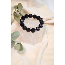 Bracelet Obsidienne Noire Perles rondes 14 mm