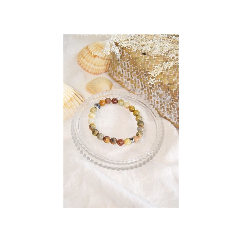 Bracelet Agate Crazy Lace Perles Rondes 8 mm 