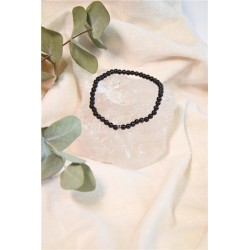 Bracelet Obsidienne Noire Perles rondes 4 mm 