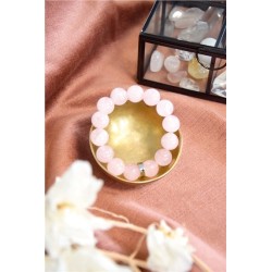Bracelet Quartz Rose Perles rondes 14 mm 