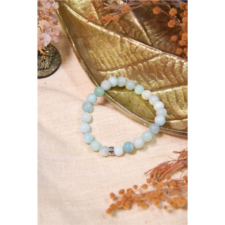 Bracelet Amazonite Perles rondes 8 mm 