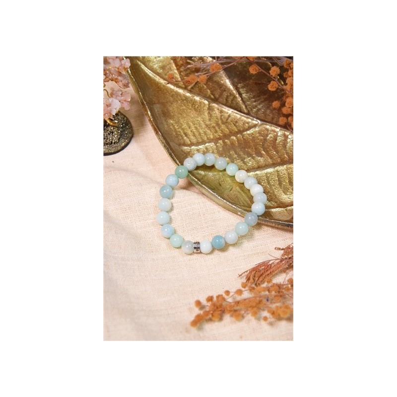 Bracelet Amazonite Perles rondes 8 mm 