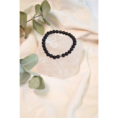 Bracelet Obsidienne Noire Perles rondes 6 mm 