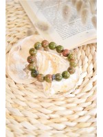 Bracelet Unakite Perles rondes 12 mm 