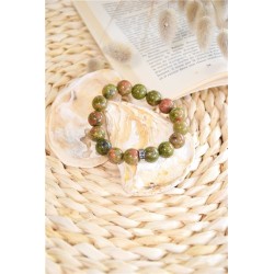 Bracelet Unakite Perles rondes 12 mm 