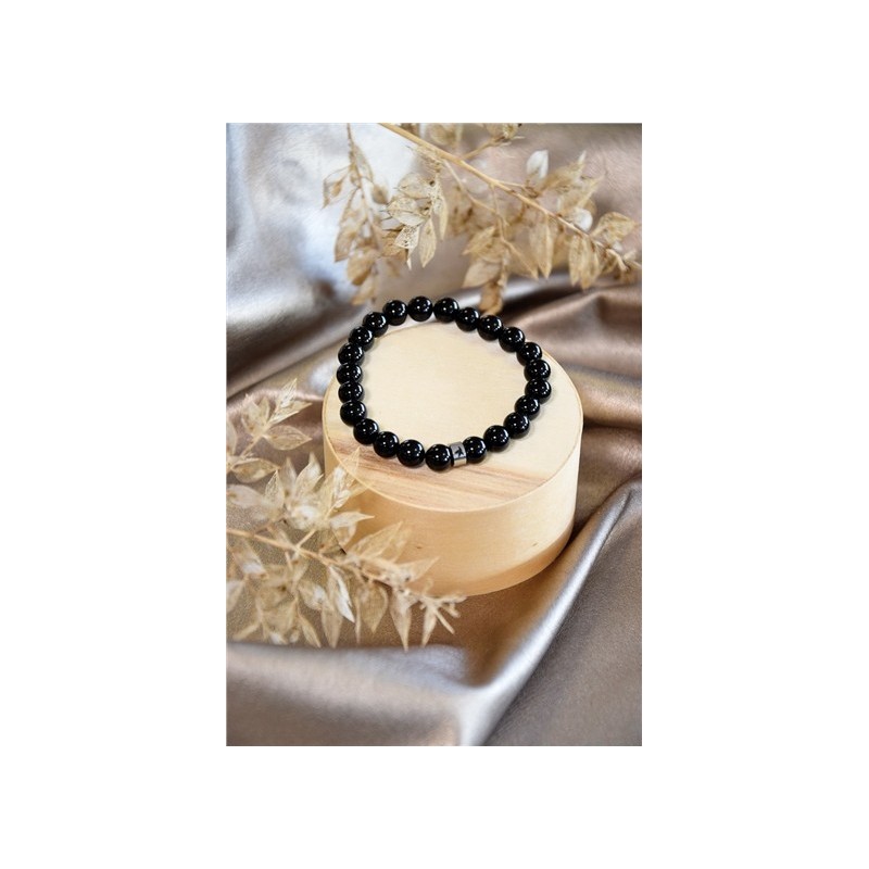 Bracelet Onyx Perles rondes 8 mm 