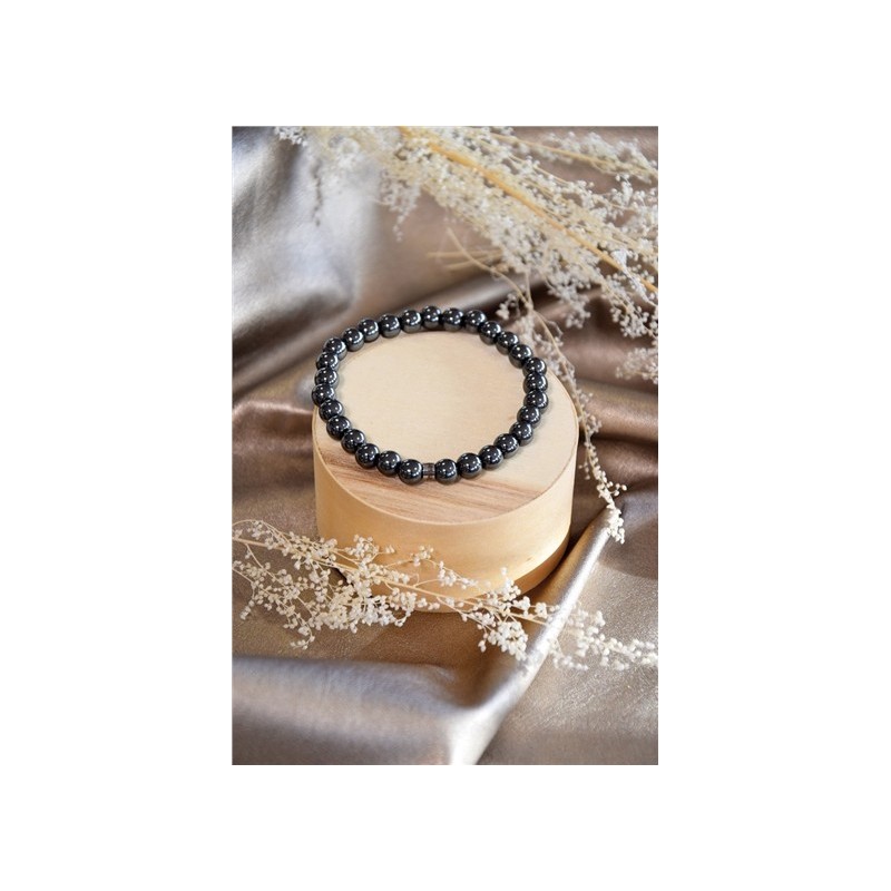 Bracelet Hématite Perles Rondes 6 mm 