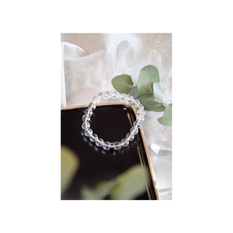 Bracelet Cristal de Roche Perles rondes 8 mm 