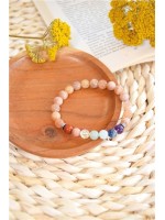 Bracelet 7 Chakras Pierre de soleil Perles rondes 8 mm 