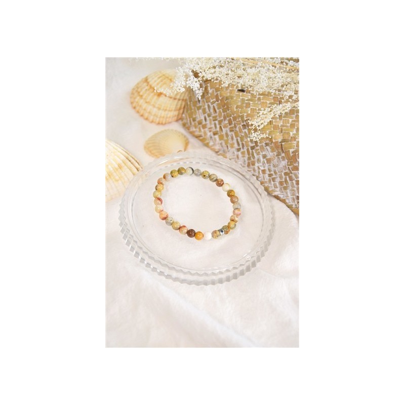 Bracelet Agate Crazy Lace Perles rondes 6 mm 