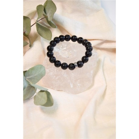 Bracelet Obsidienne Noire Perles rondes 8 mm 