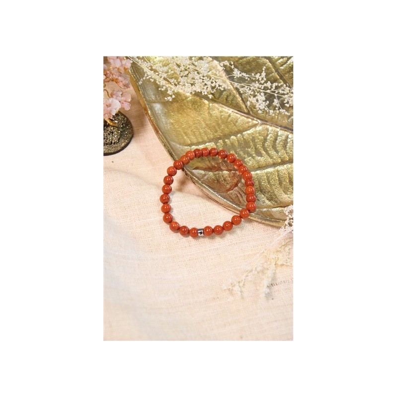 Bracelet Jaspe Rouge Perles rondes 6 mm 