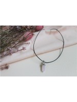 Collier Quartz Rose Pointe Cordon Noir 