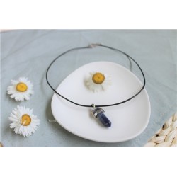 Collier Sodalite Pointe Cordon Noir 