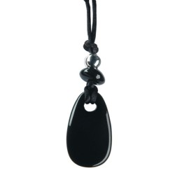 Pendentif Pierre de vertu - Obsidienne noire moucheté