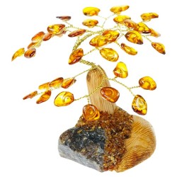 Arbre du bonheur - Ambre cognac mixé 7 cm