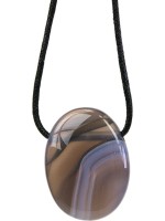  Pendentif pierre ovale percée - Agate Rubanée 