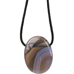 Pendentif pierre ovale percée - Agate rubanée