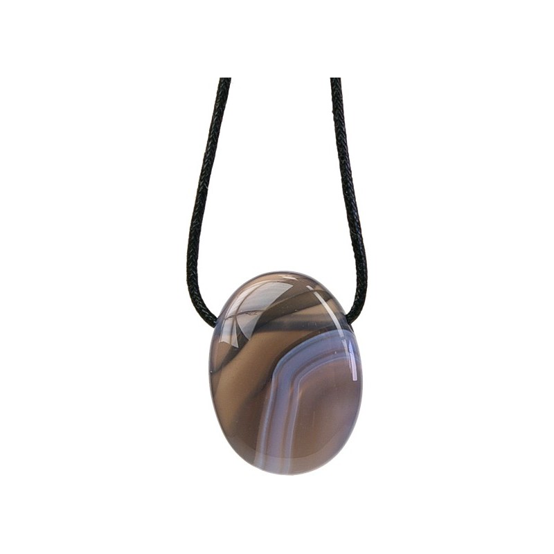  Pendentif pierre ovale percée - Agate Rubanée 