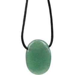 Pendentif pierre ovale percée - Aventurine Verte