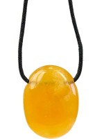  Pendentif pierre ovale percée - Calcite orange 