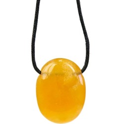  Pendentif pierre ovale percée - Calcite orange 