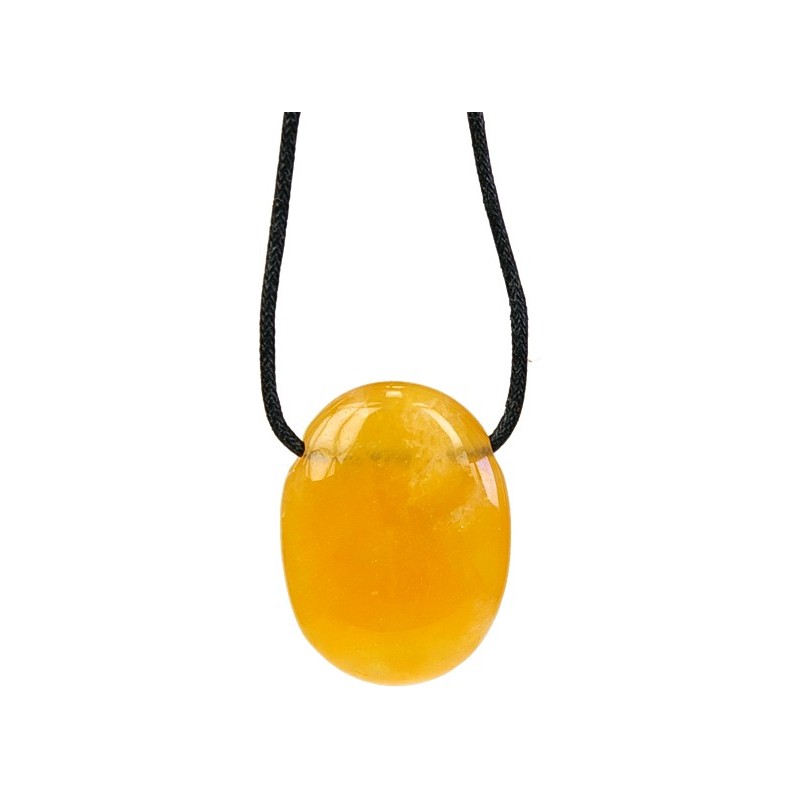  Pendentif pierre ovale percée - Calcite orange 