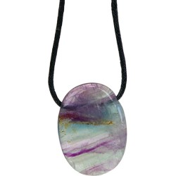 Pendentif pierre ovale percée - Fluorite