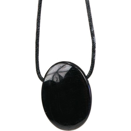  Pendentif pierre ovale percée - Tourmaline Noire 