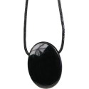  Pendentif pierre ovale percée - Tourmaline Noire 